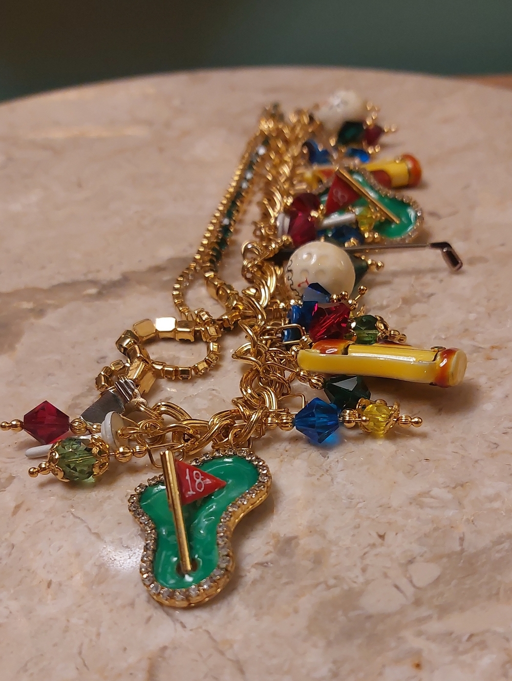 Lunch At The Ritz " Pro Lunch" Braclet 24kt Gold Plated Swarvoski Crystals - Picture 3 of 12